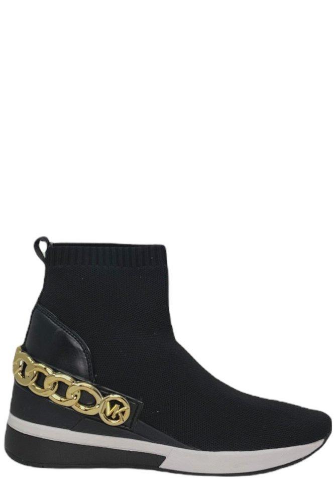 MICHAEL Michael Kors Skyler Logo Chain Detailed Sock Sneakers in Black |  Lyst