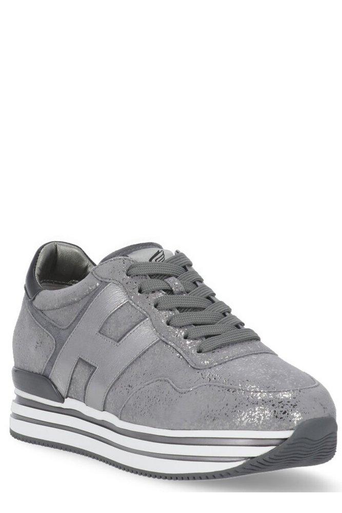 Hogan H222 Metallic Platform Sneakers in Gray | Lyst