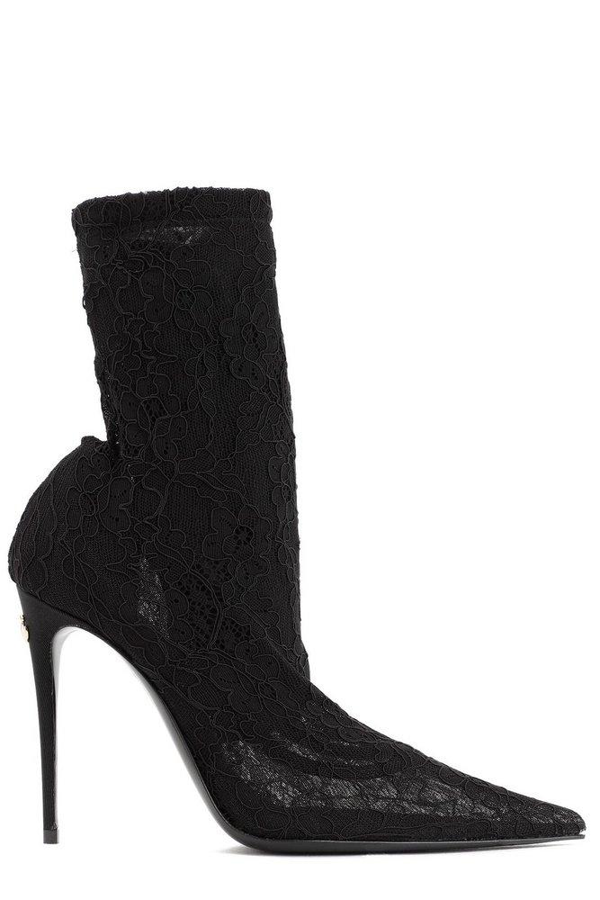 Dolce&Gabbana★素敵！Black Lace High Heel ankle Boots Lace ankle boots in Black for Women | Dolce&Gabbana® US