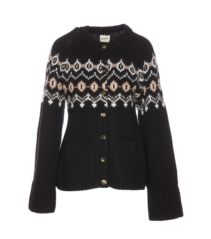 Khaite Suzette Fair-isle Cashmere-blend Cardigan in Black | Lyst Khaite Suzette Fair-isle Cashmere-blend Cardigan in Black | Lyst