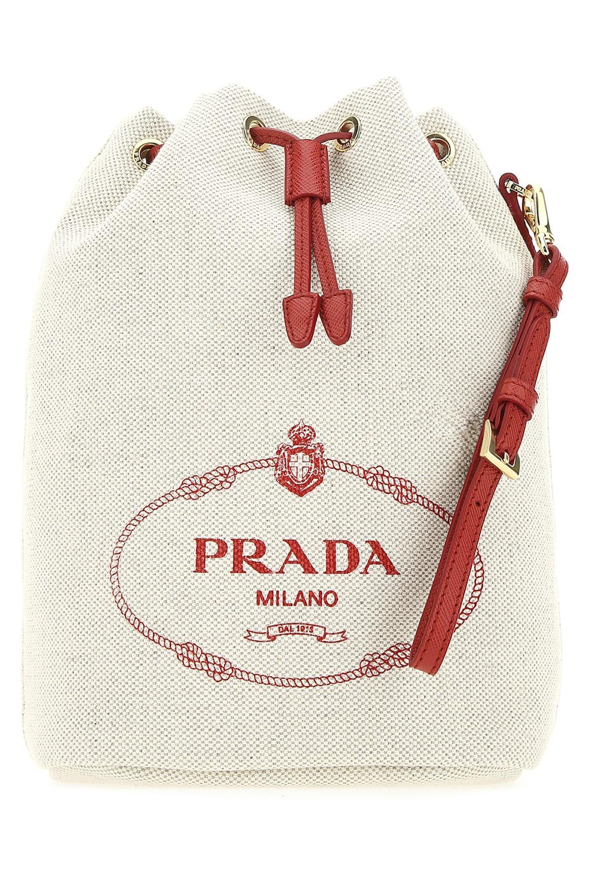 prada canvas bucket bag