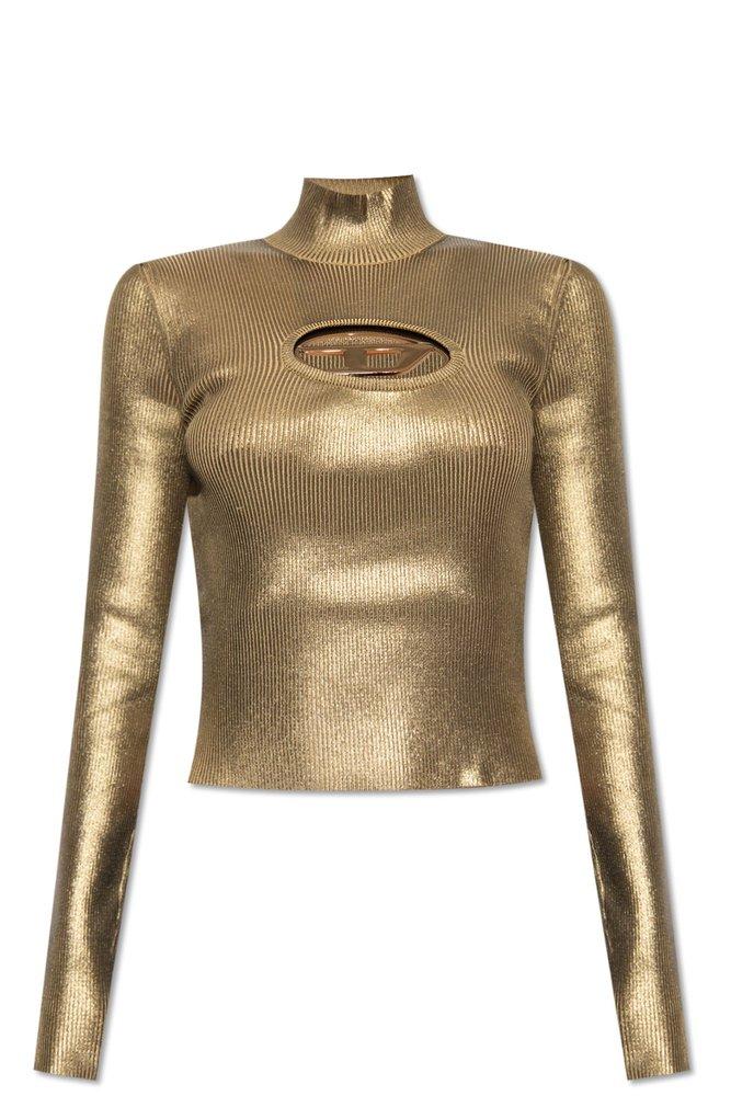 DIESEL Logo Plaque Cutout Jumper in Metallic Lyst