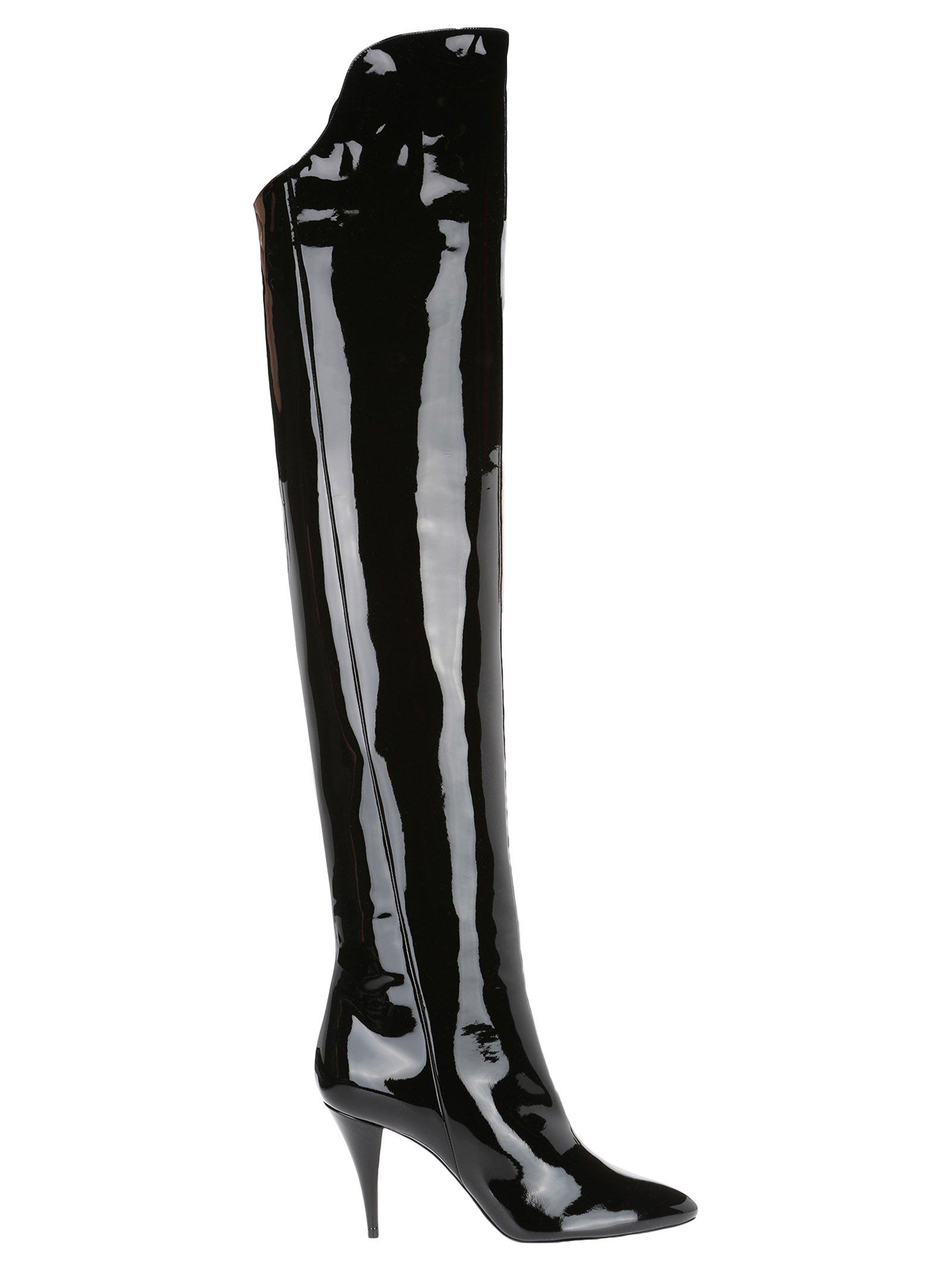 Saint Laurent Leather Over The Knee Boots in Black - Lyst
