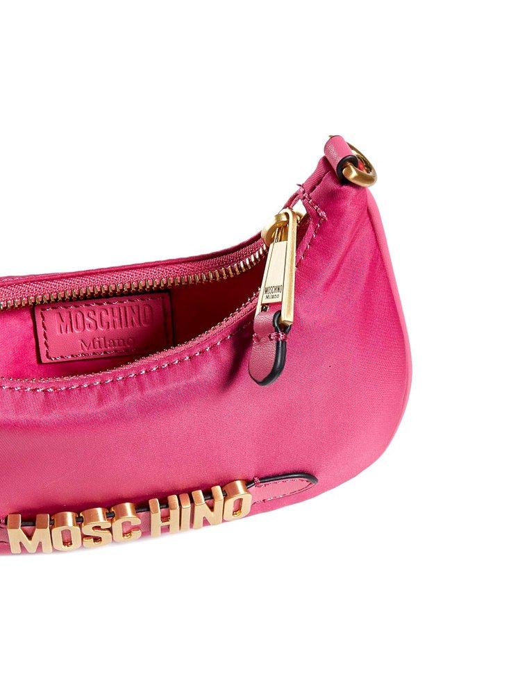 Moschino Drawstring Logo Shoulder Bag Pink Leather ref.869081