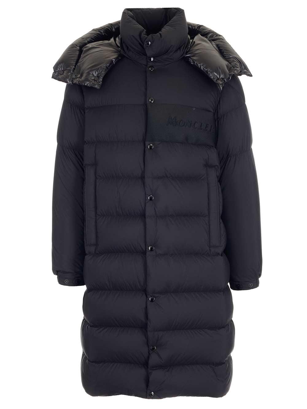 Moncler Synthetic Padded Long Down Coat in Black for Men - Lyst