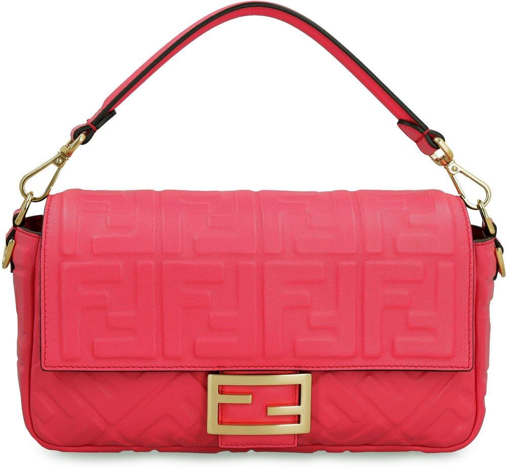 Fendi Baguette Ff Embossed Shoulder Bag in Red | Lyst