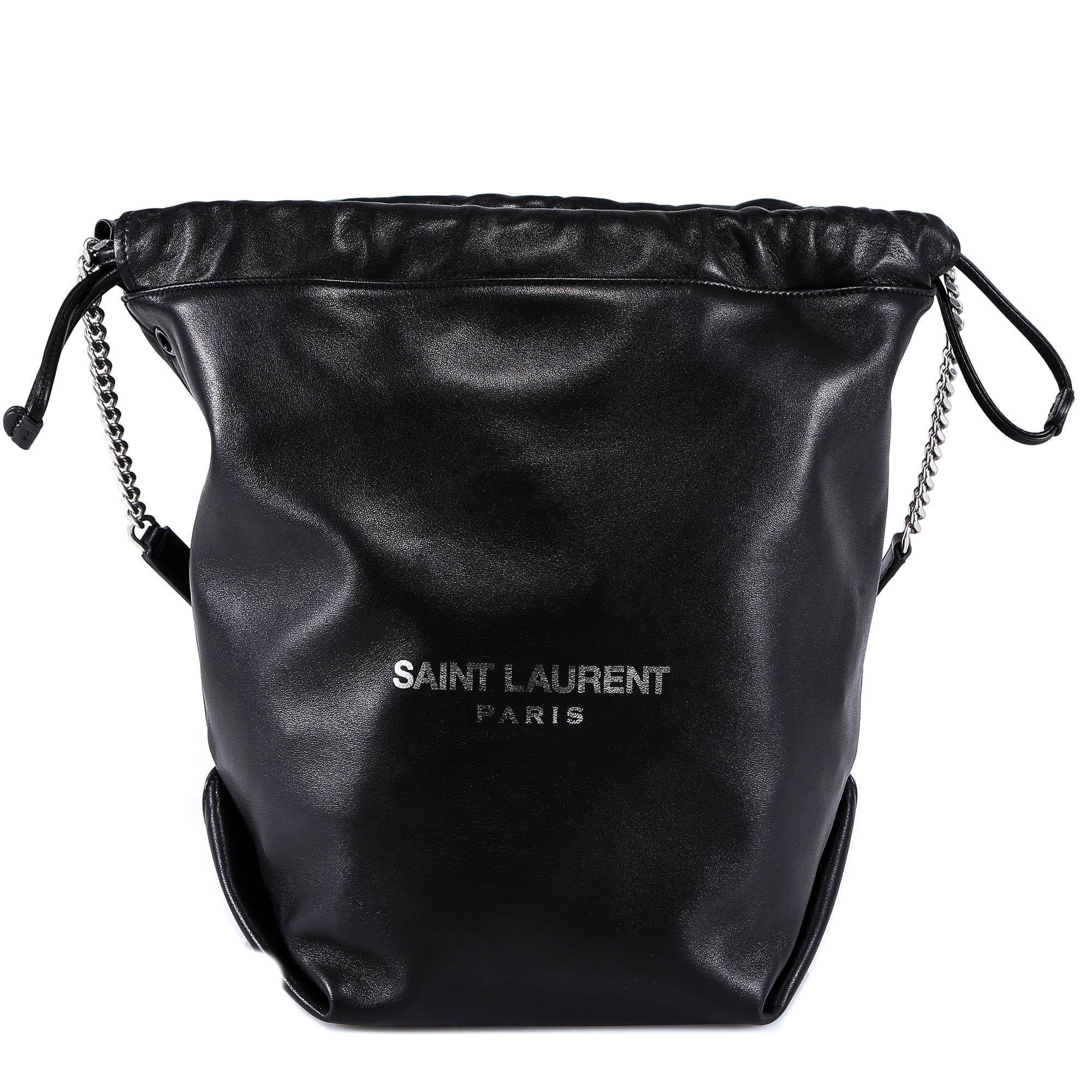 Saint Laurent Leather Teddy Bucket Bag In Black Lyst