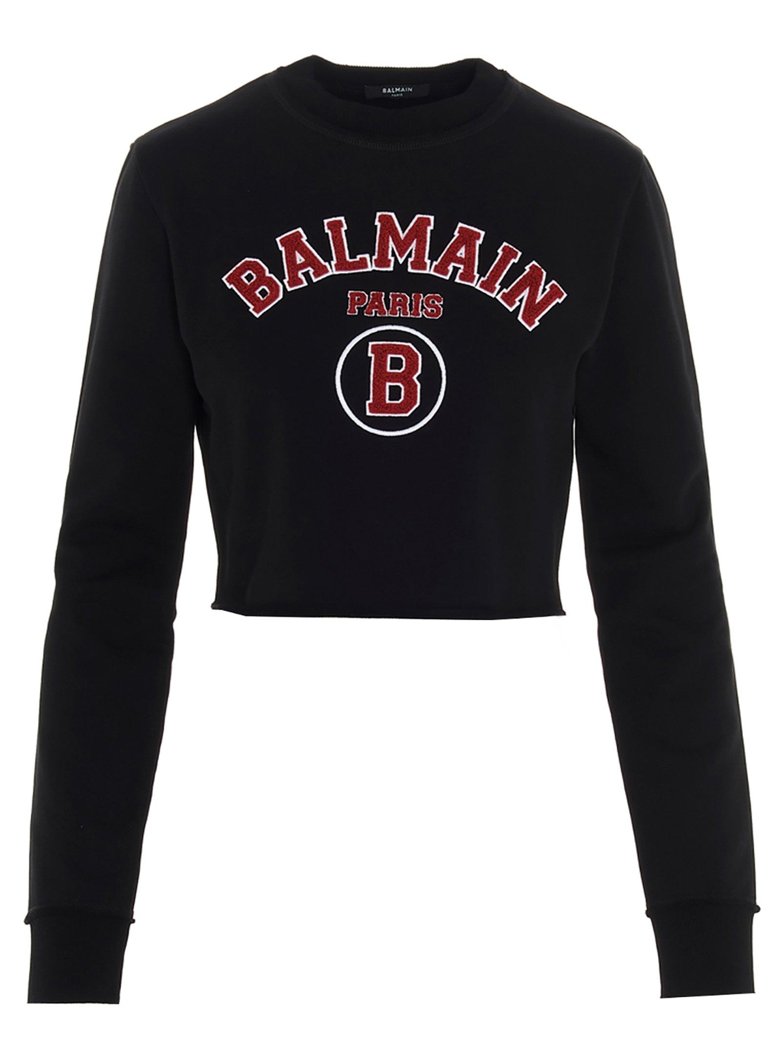 Balmain Cotton College Sweatshirt in Black - Lyst