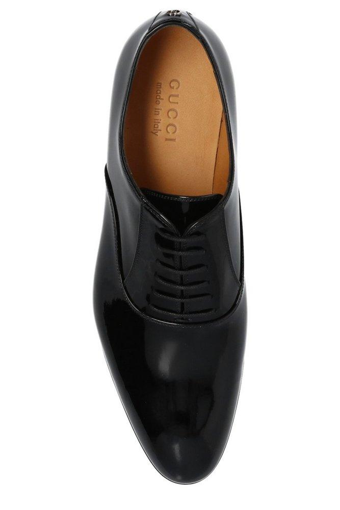 jeg lytter til musik Godkendelse bred Gucci Almond Toe Lace-up Shoes in Black for Men | Lyst