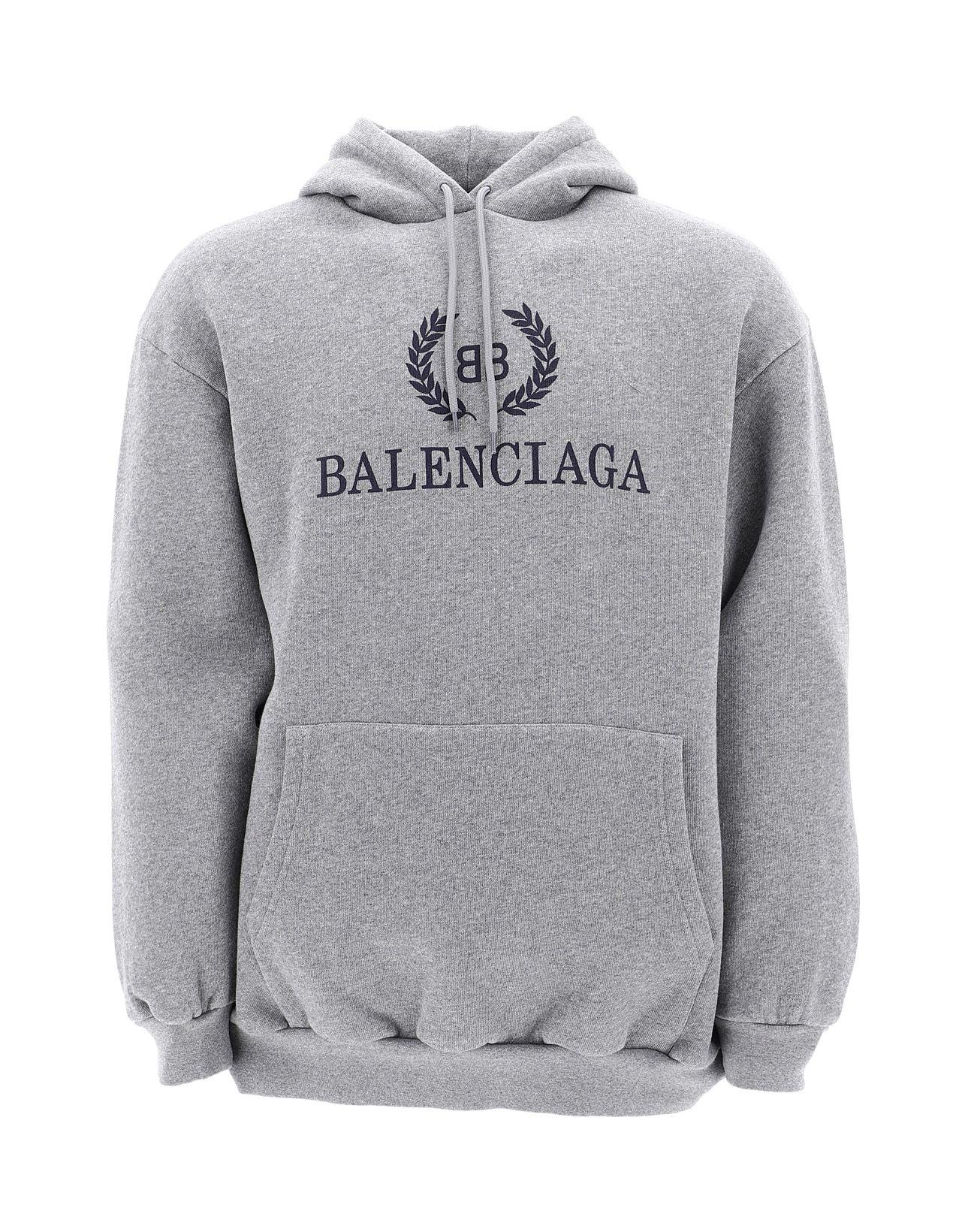 Balenciaga Crest Logo Cotton Jersey Hooded Sweatshirt in Grey (Gray ...