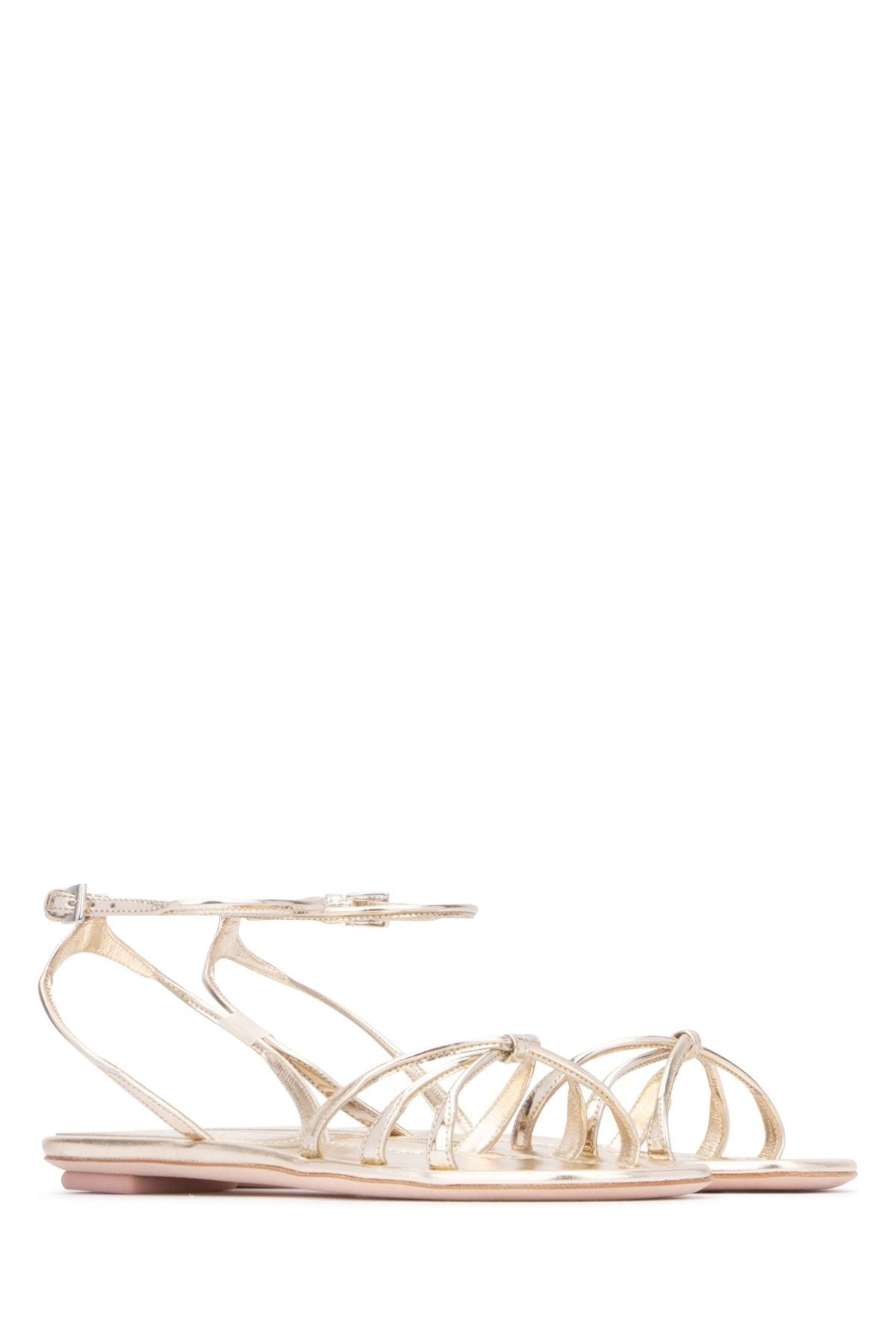 prada gold flat sandals