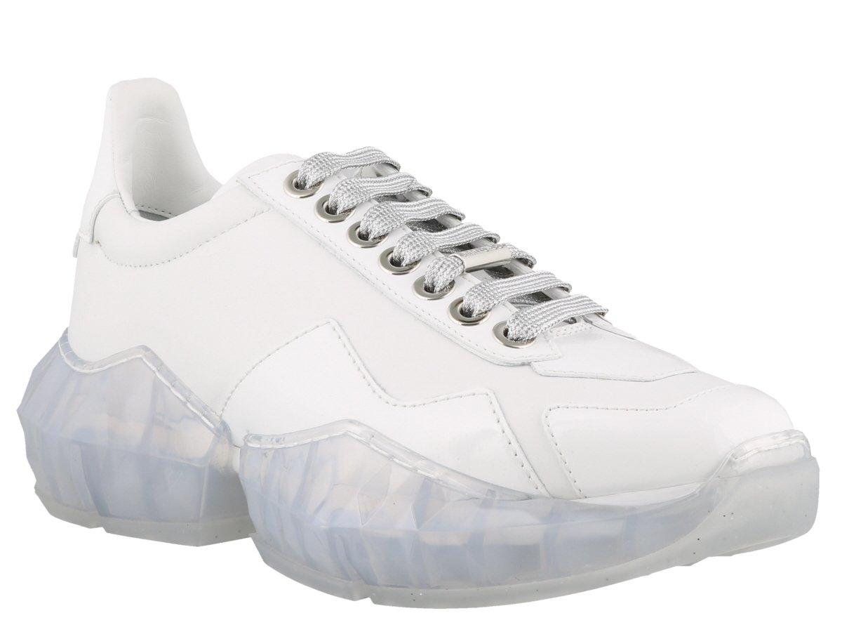 Jimmy Choo Leather Diamond Sneakers in White - Lyst