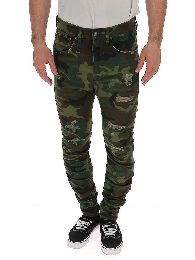 R13 Denim Distressed Camouflage Jeans in Green for Men - Lyst