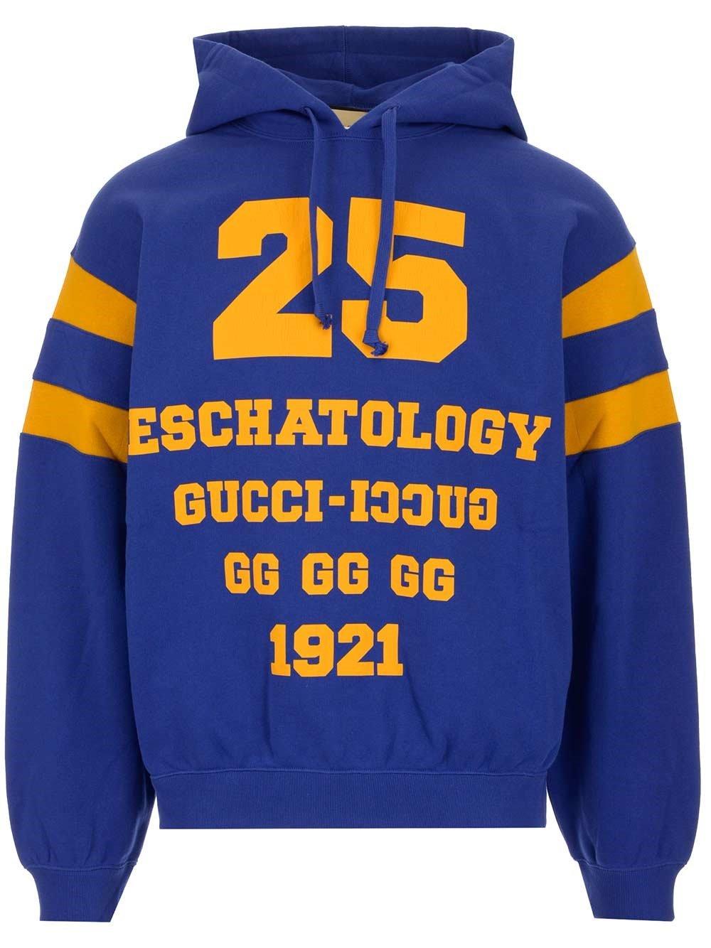 Gucci 25 Eschatology Print Hoodie in Blue for Men | Lyst