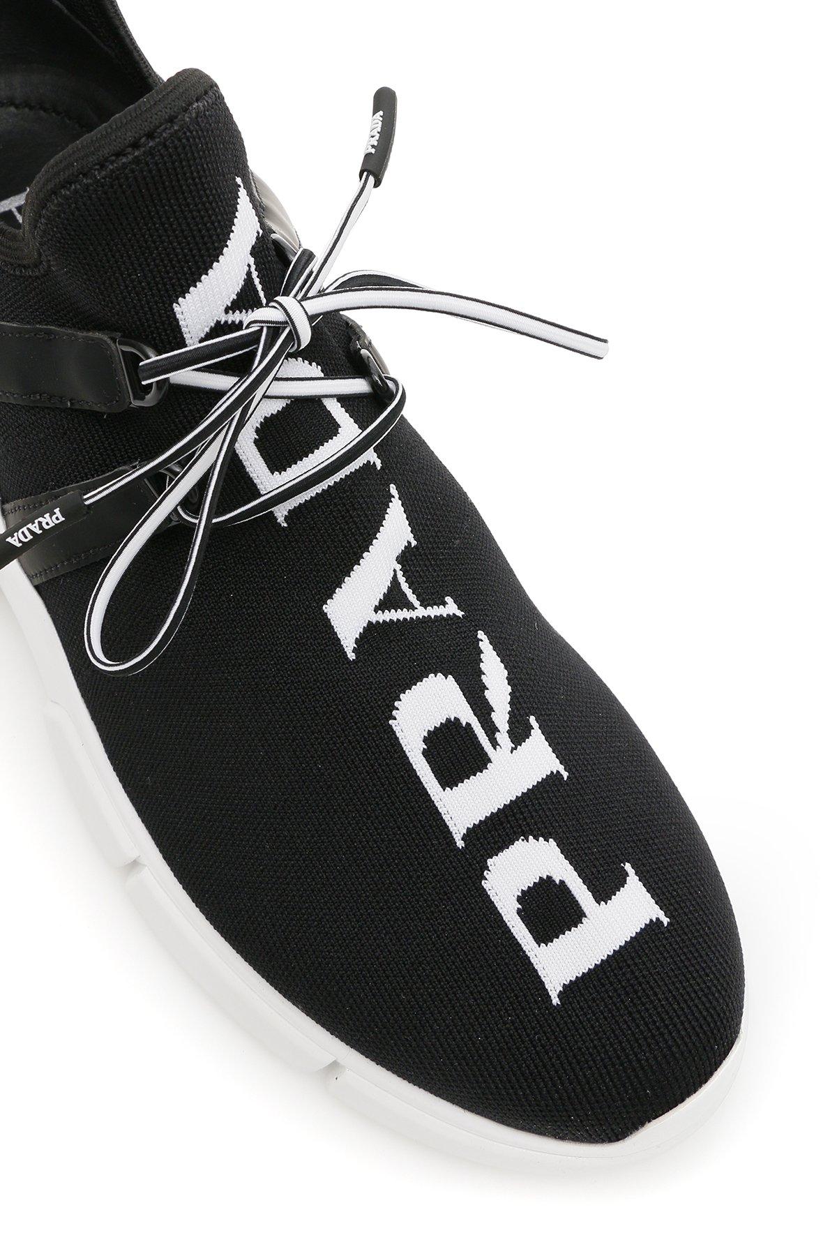 Prada Logo Knit Sneakers in Black - Save 61% - Lyst