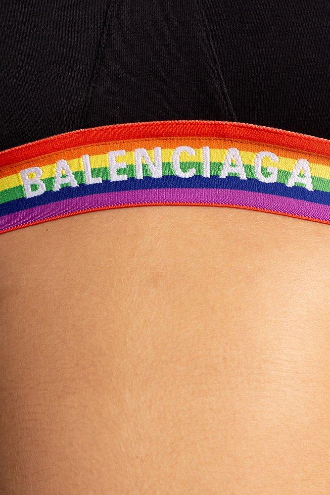 Balenciaga Logo Waist Sports Bra in Black