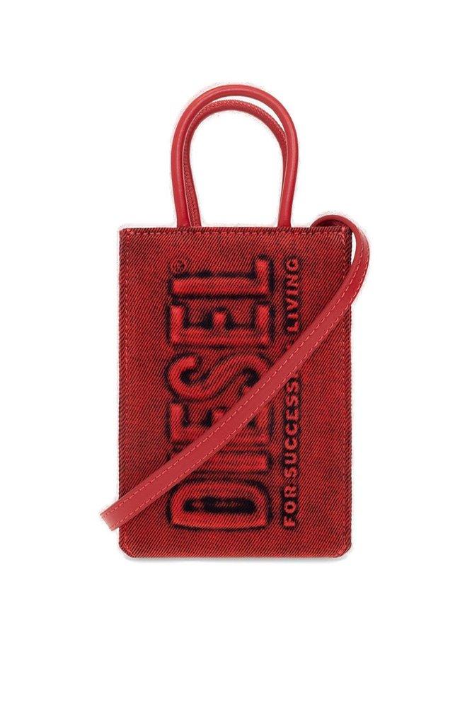 90s-00s diesel ハンドバッグ red denim DIESEL Stonewashed Logo Detailed Denim Shoulder Bag in Red