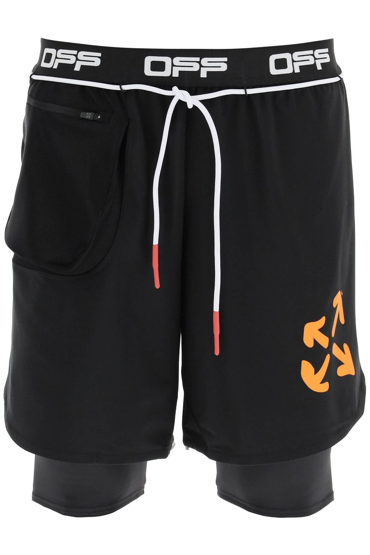 Off-White c/o Virgil Abloh Synthetic Double Layer Active Shorts in 