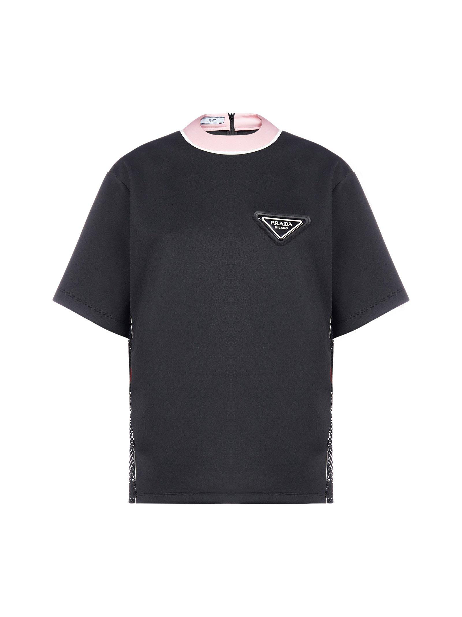 Prada Synthetic Logo Patch Tshirt in Black Lyst