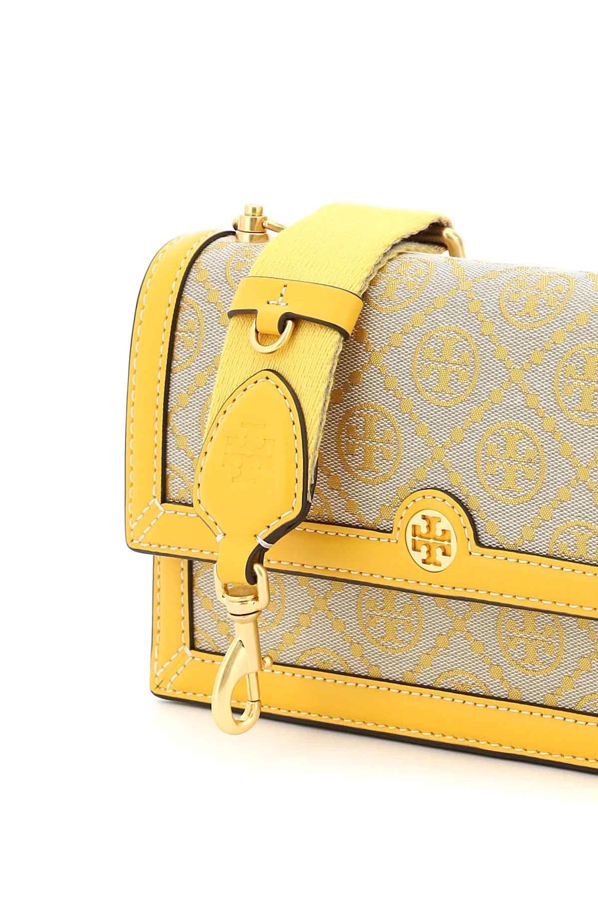 Tory Burch T Monogram Jacquard Mini Shoulder Bag in Yellow