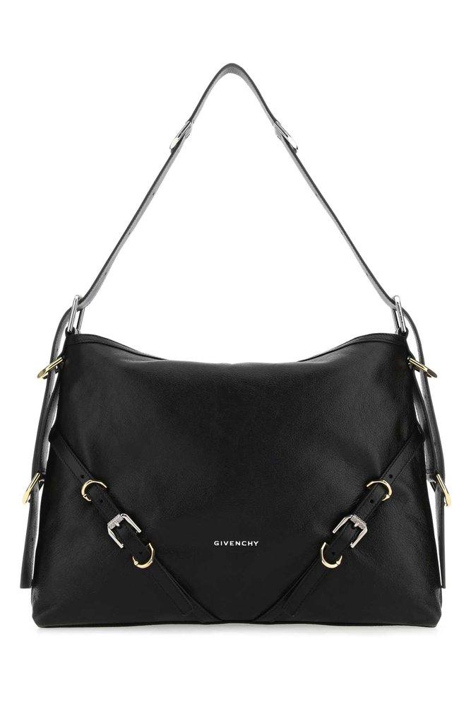 Givenchy Voyou Logo Detailed Medium Shoulder Bag in Black | Lyst