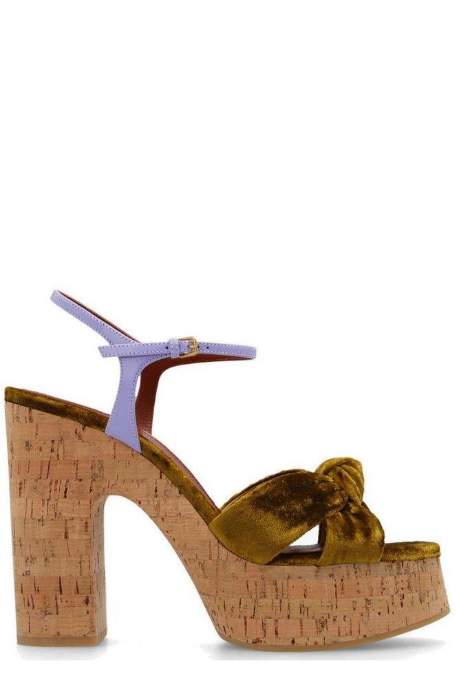 Saint Laurent Bianca Platform Velvet Sandals in White Lyst