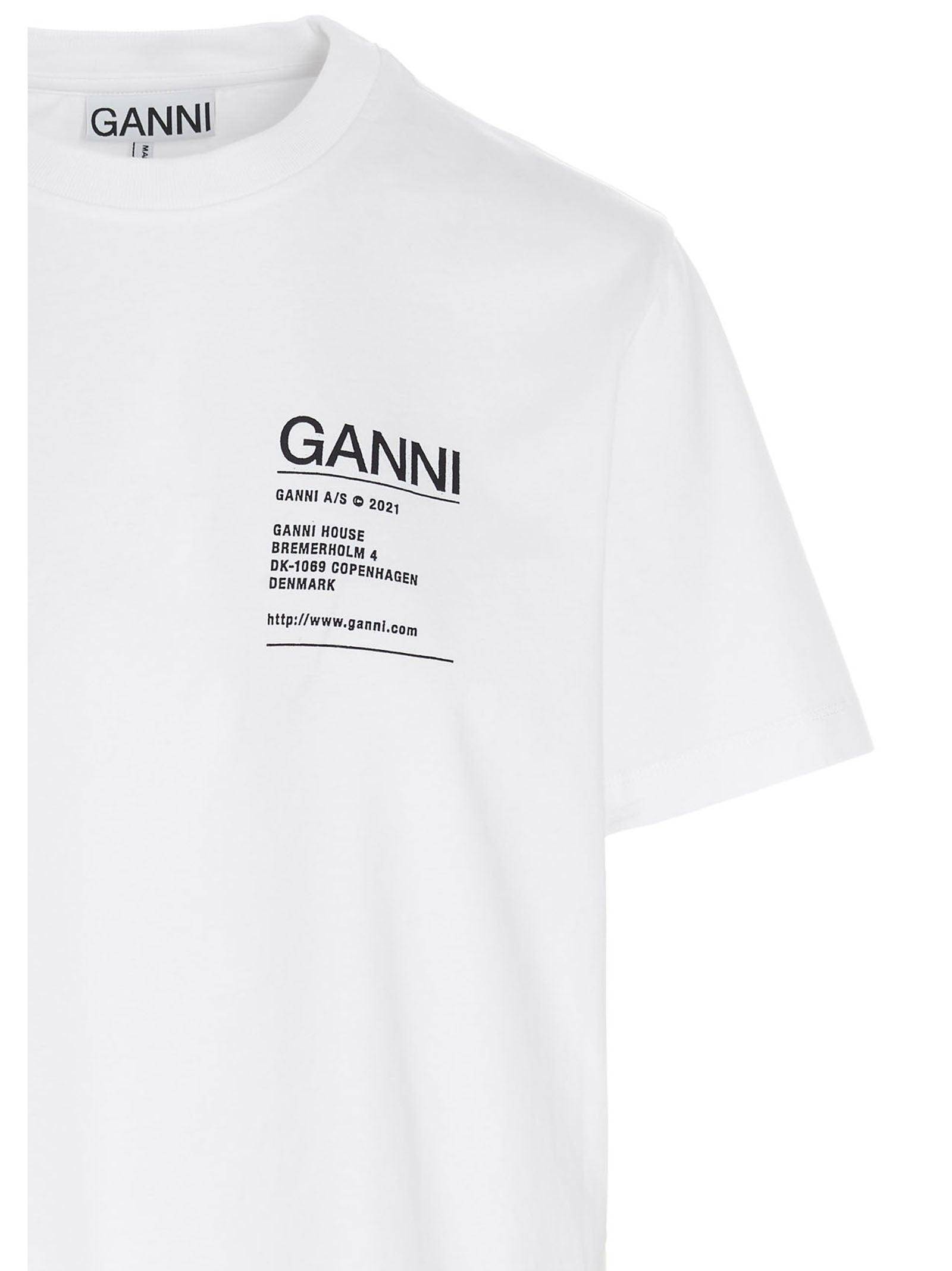 Ganni Cotton Butterfly Print T-shirt in White | Lyst