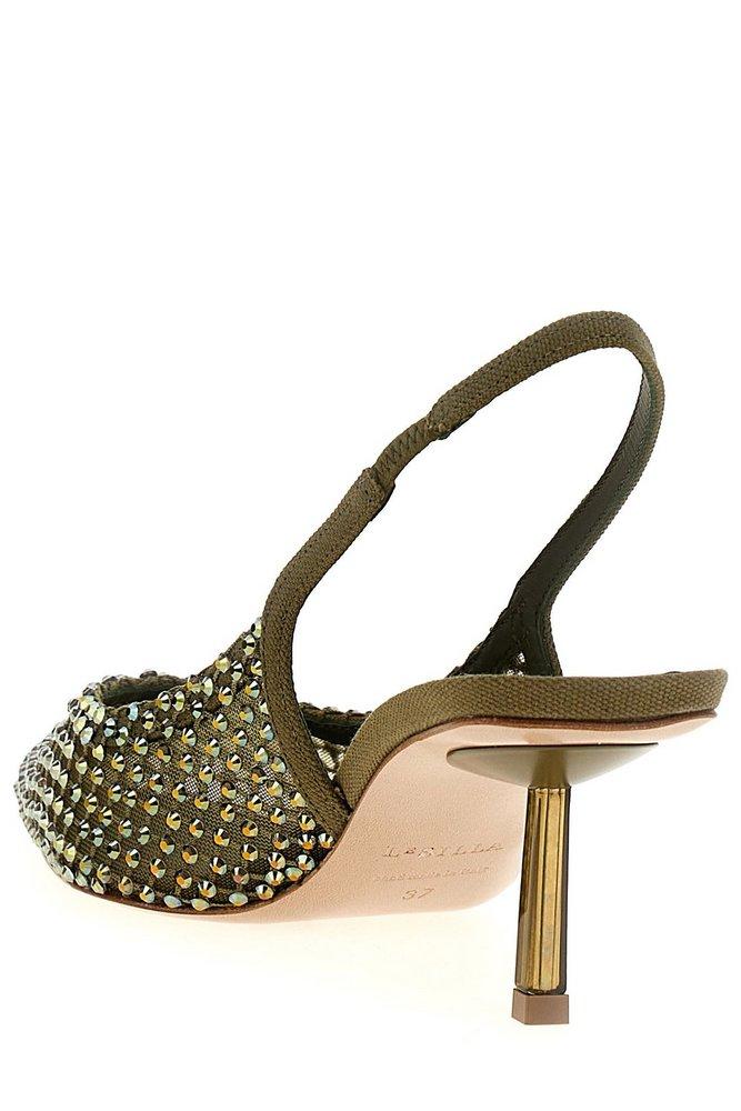 スリッポン LE SILLA 'Gilda' slingback Green Le Silla Gilda Embellished Slingback Pumps in Metallic | Lyst