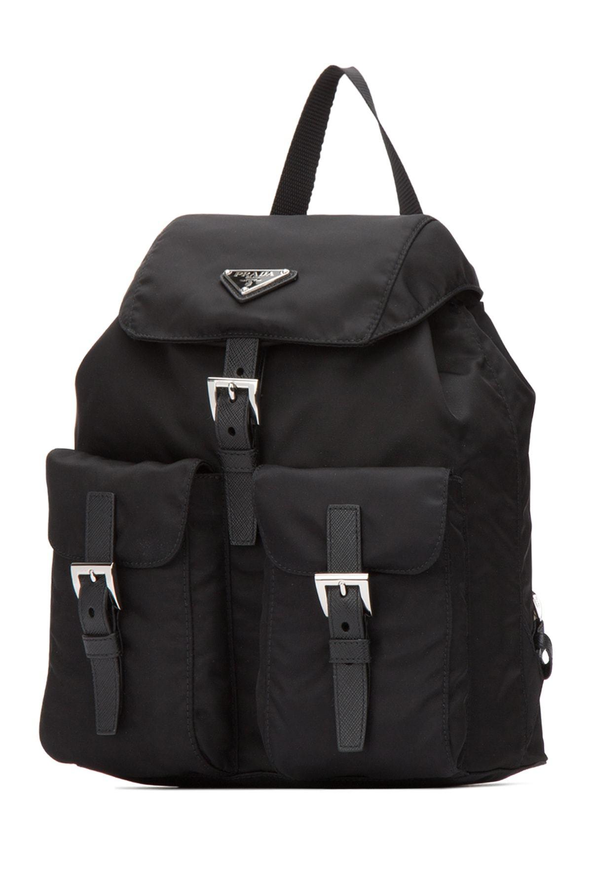 Prada Leather Plaque Backpack in Black - Lyst