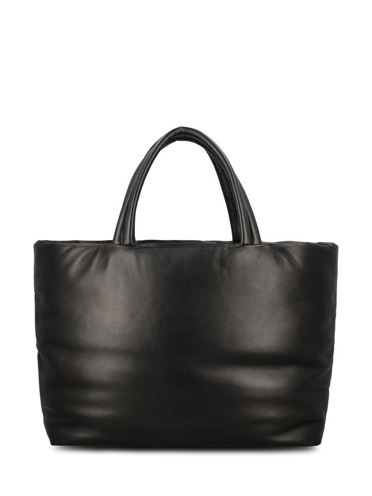 Saint Laurent logo-debossed leather tote bag - Black