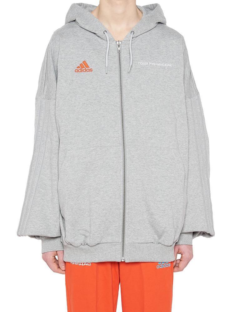 Adidas Logo Zip Up Hoodie in Grey (Gray 