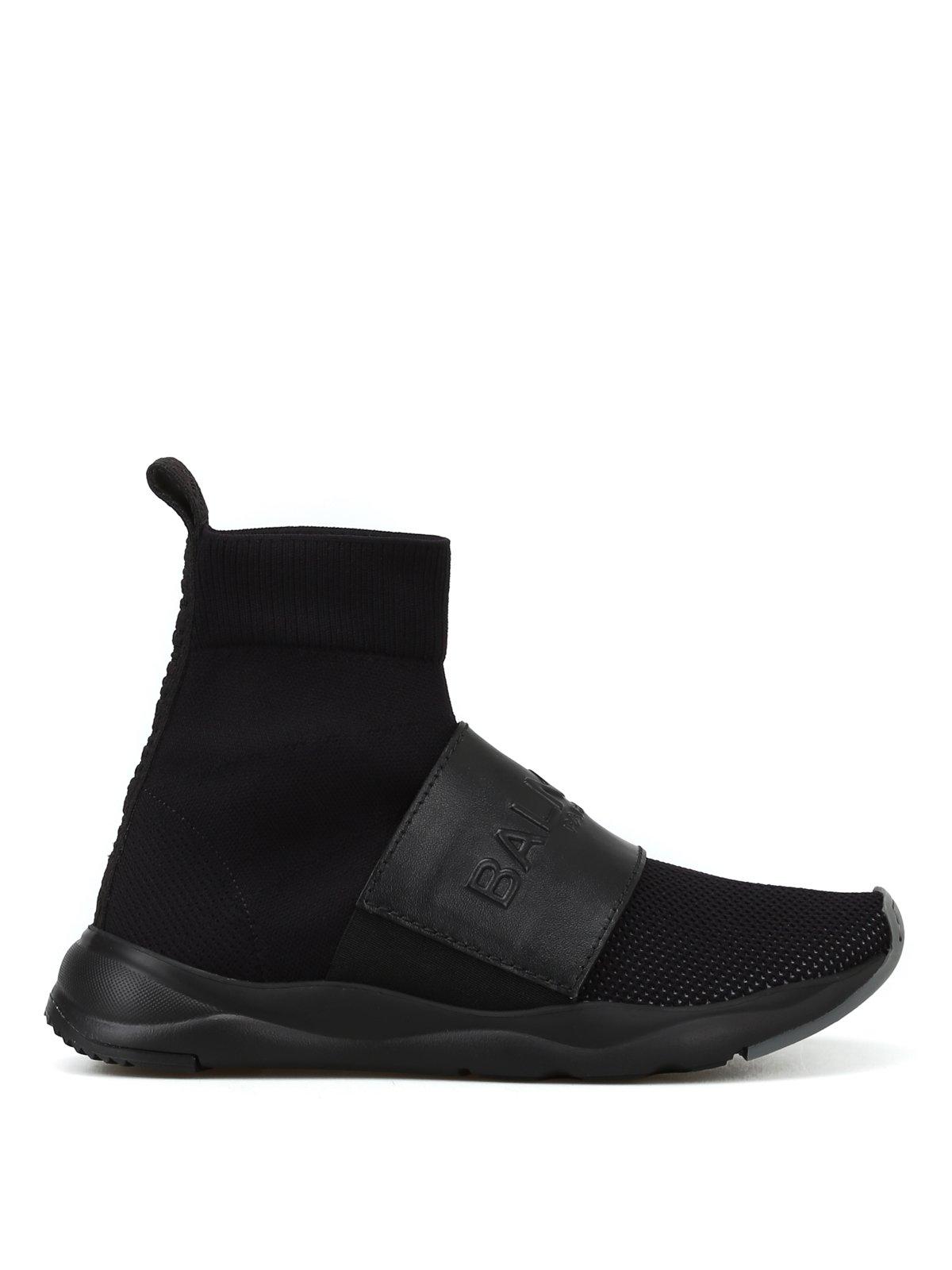 Balmain Logo Embossed Sock Sneakers in Black - Save 51% - Lyst