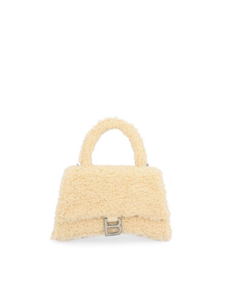 Balenciaga Furry Hourglass Small Handbag in Natural | Lyst