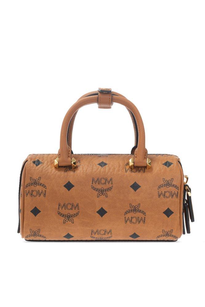 MCM Monogram Motif Top Handle Tote Bag in Brown