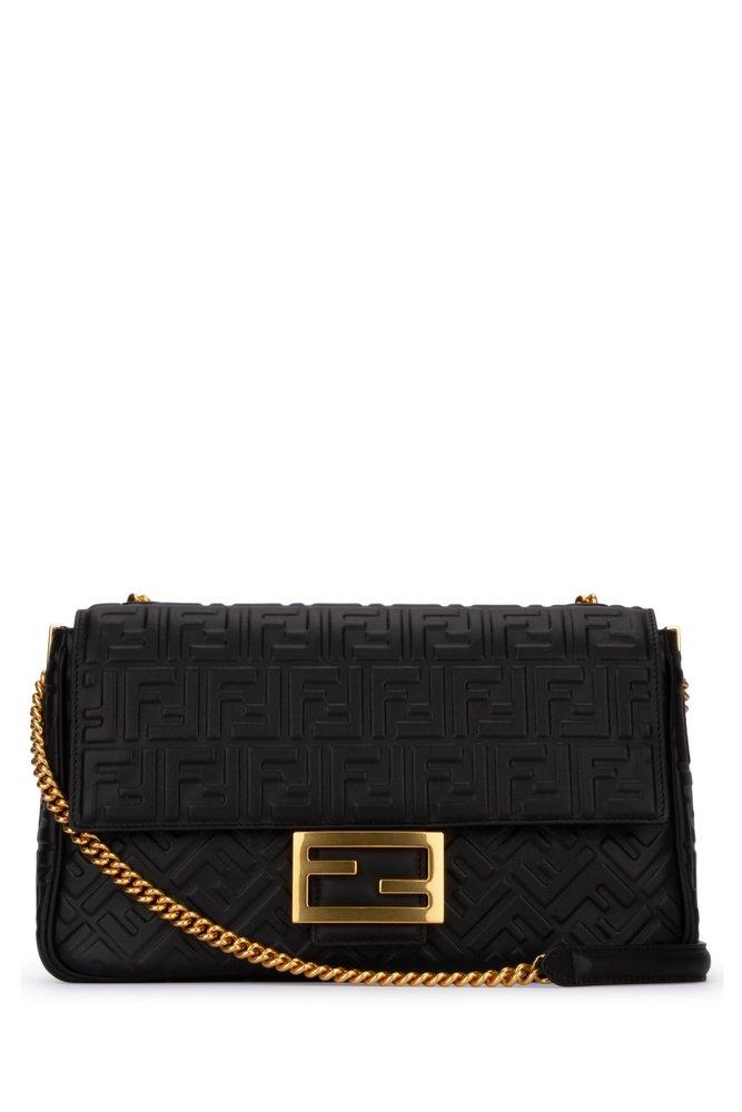 Fendi Baguette Chained Crossbody Bag in Black | Lyst