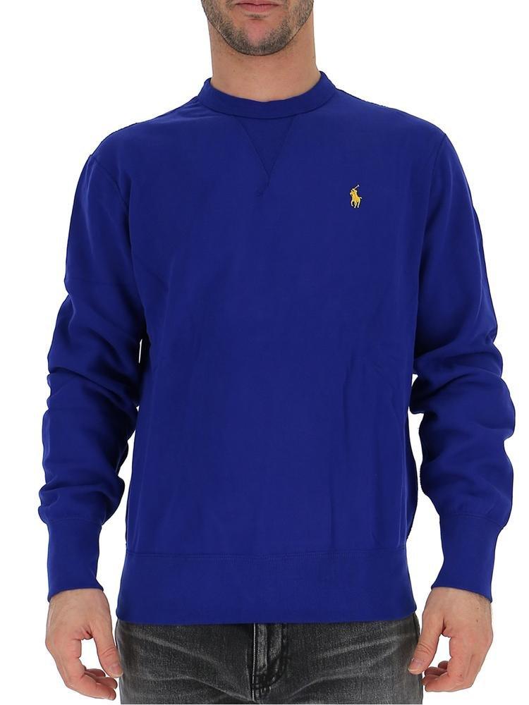Polo Ralph Lauren Embroidered Logo Crew Neck Sweater in Blue for Men | Lyst