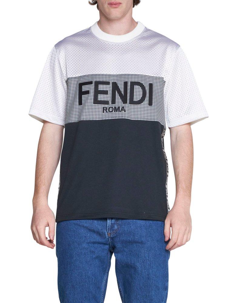 Fendi Color-block Logo Detailed T-shirt for Men | Lyst