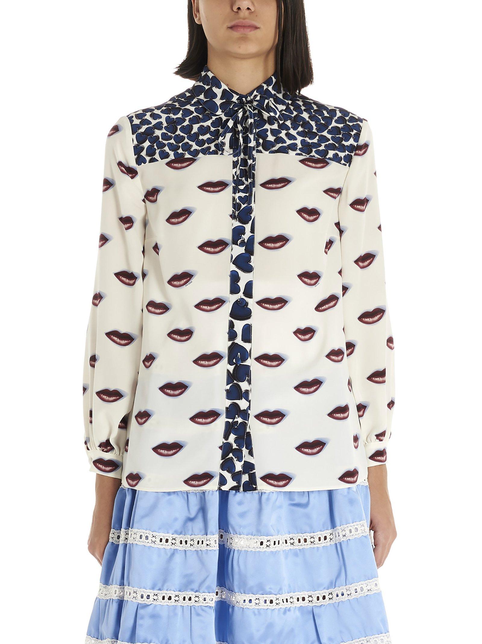 Prada Silk Lipstick Print Shirt Lyst