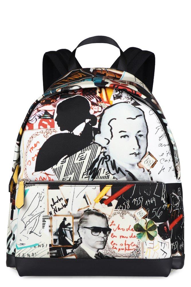 Fendi Printed Nylon Backpack in Black for Men Lyst Canada