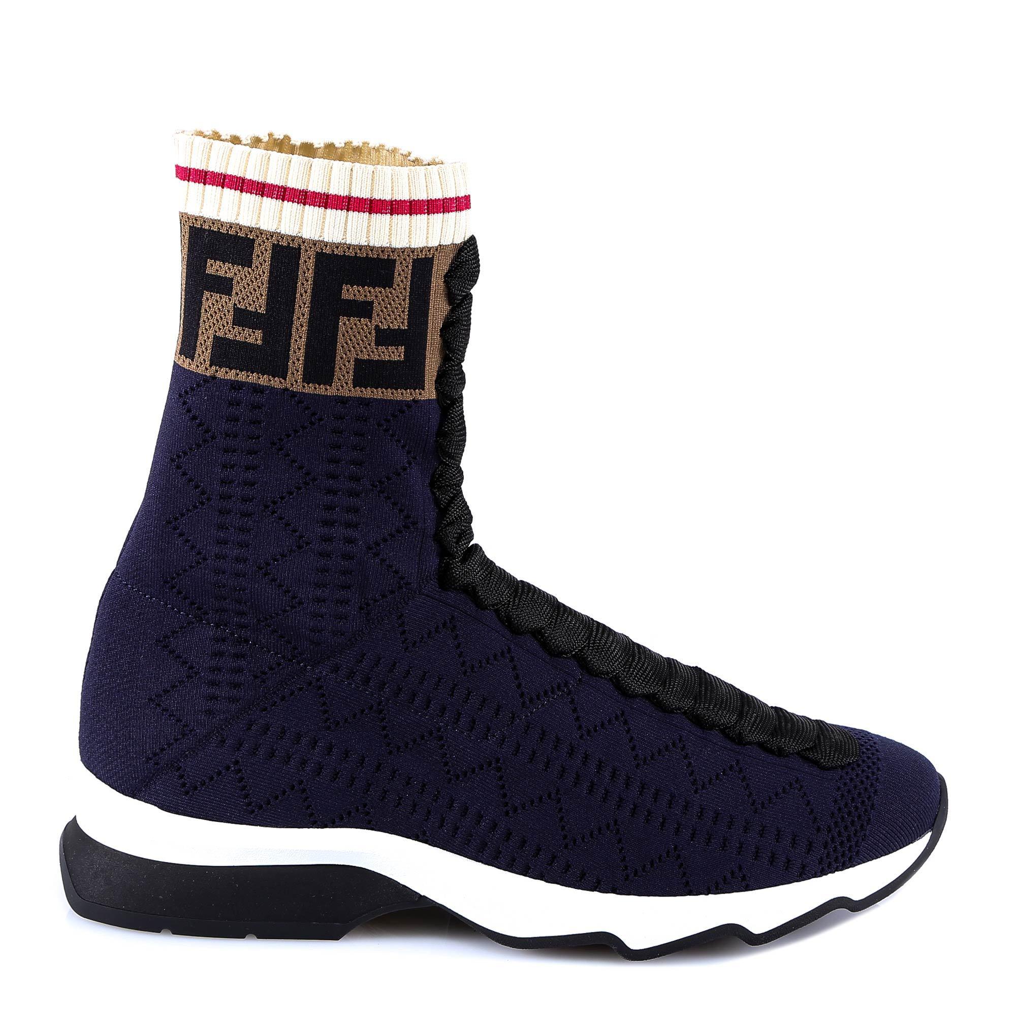 Fendi Ff Motif Sneaker Boots in Blue Navy (Blue) - Lyst