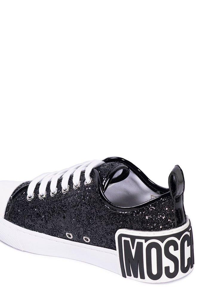 Moschino Logo patch Glitter Detail Lace up Sneakers in Black Lyst