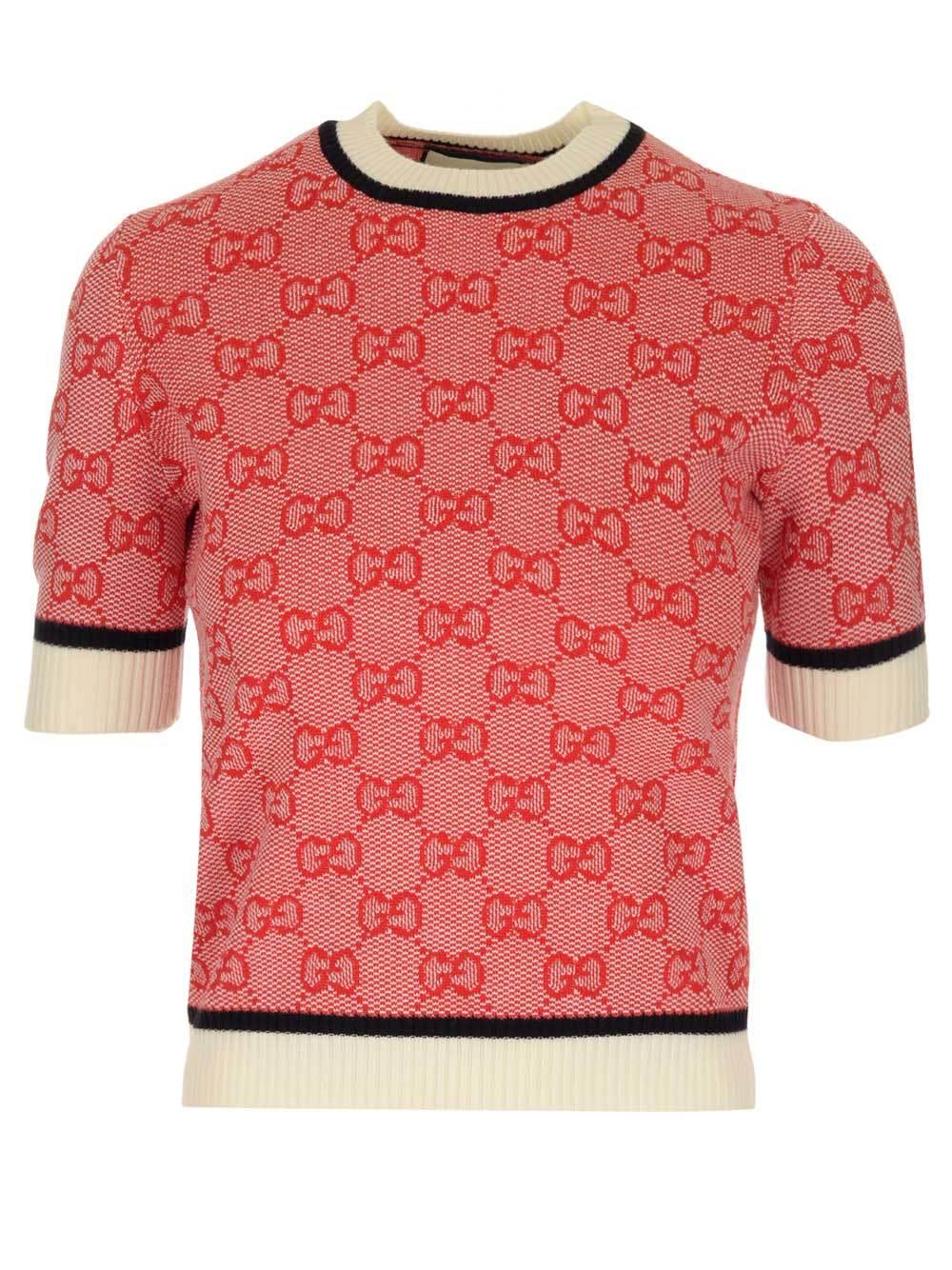 Gucci GG Knitted Wool And Cotton Top in Red | Lyst