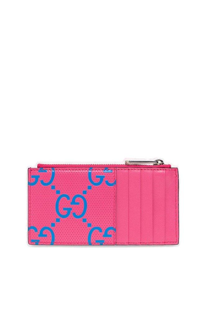 Gucci GG Embossed Zip Card Case in Pink for Men | Lyst