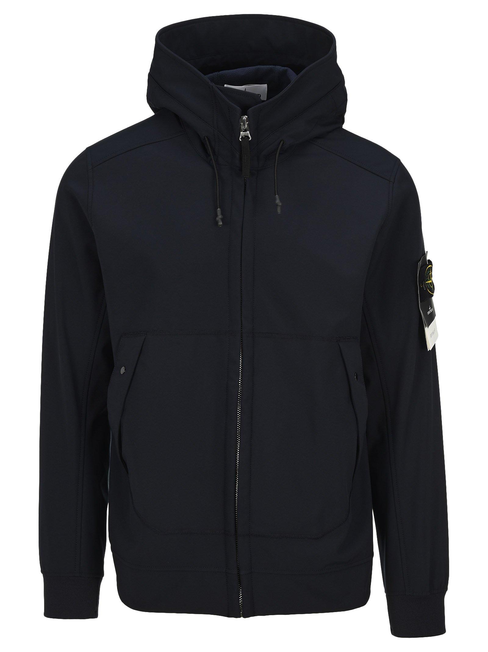 Stone Island Synthetic Soft Shell Hooded Jacket in Blue for Men - Lyst