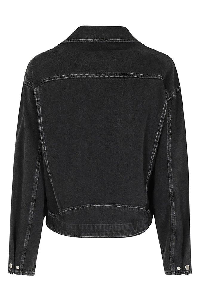 Moschino Jeans Zipped Belted Denim Biker Jacket in Black Lyst UK