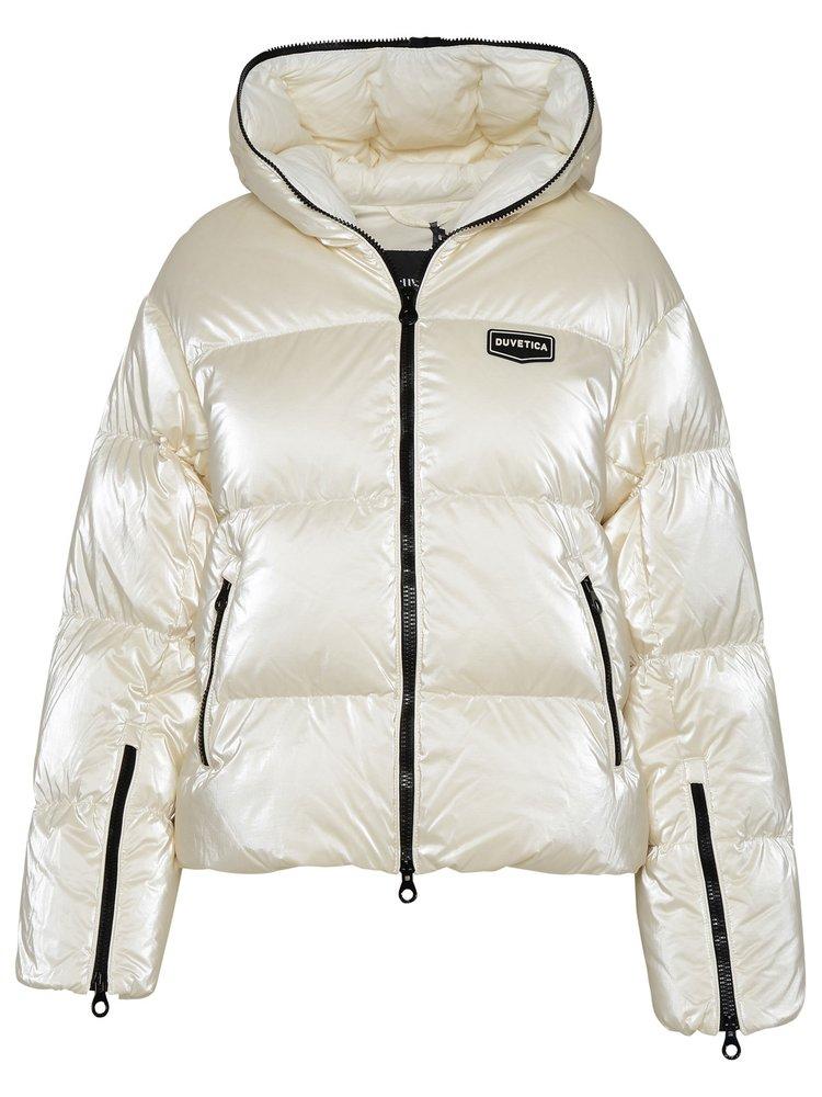 Duvetica Bagnera Logo Patch Zip-up Puffer Jacket in White | Lyst