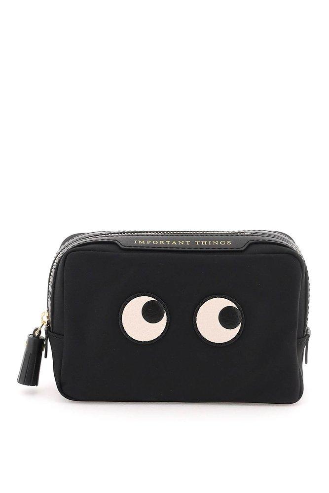 Anya Hindmarch Eyes Detailed Zipped Make Up Bag in Black Lyst
