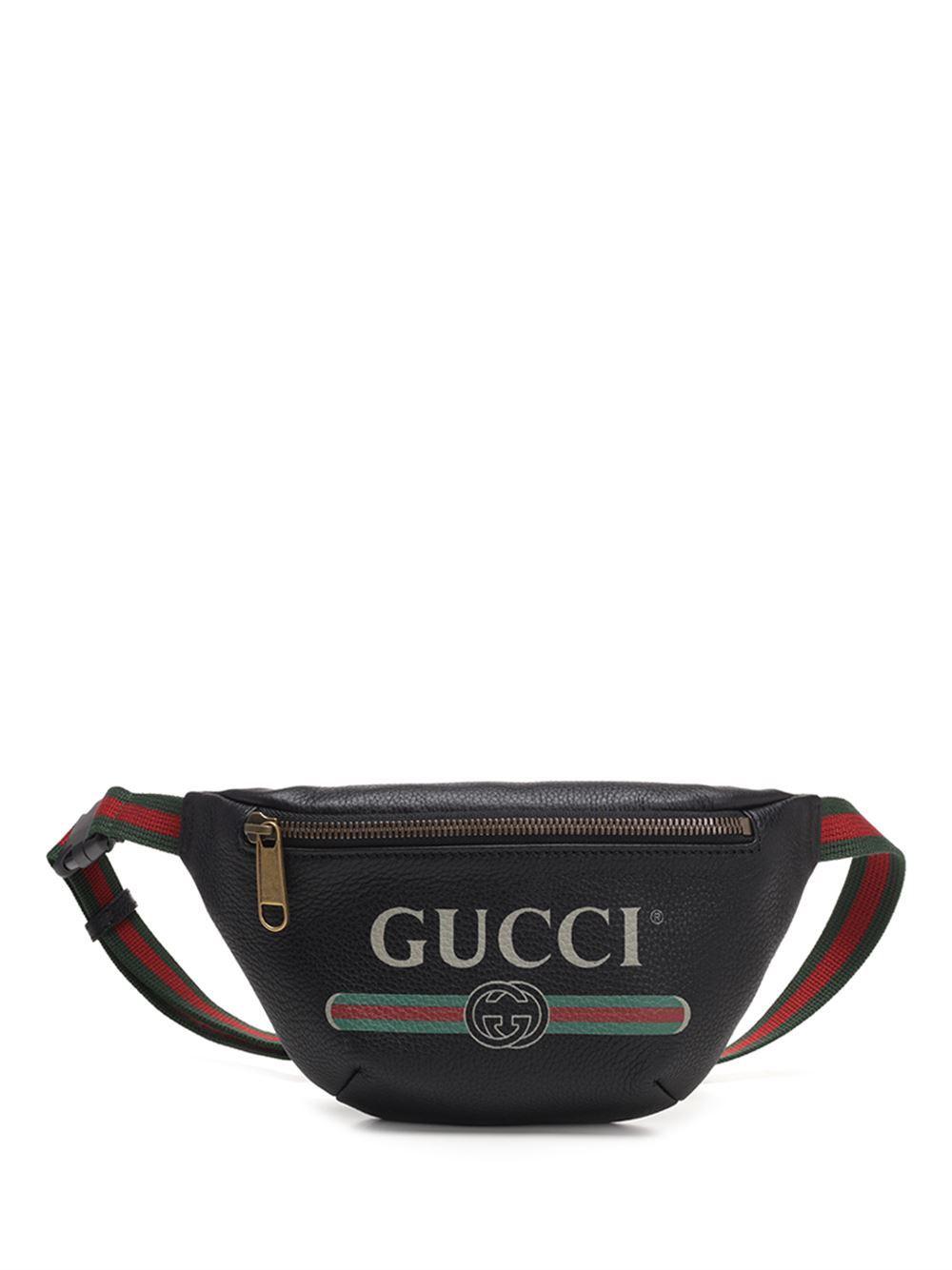 Gucci Leather Logo Print Belt Bag in Black for Men - Lyst