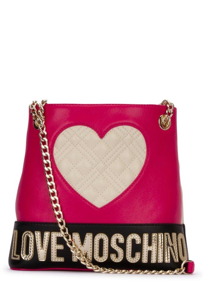 Love Moschino Big Quilted Heart Shoulder Bag in Red