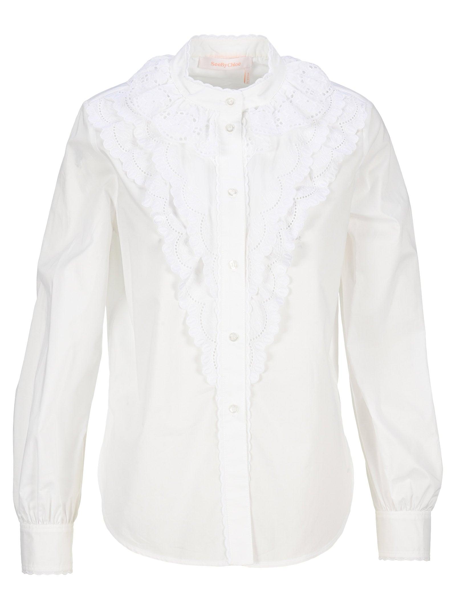 See By Chloé See By Chloe Shirt With Sangallo Lace Ruffles in 